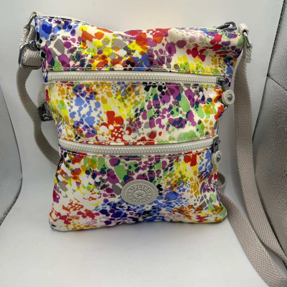 Kipling Crossbody Bag Multicolor Print Adjustable‎ Strap Monkey Charm